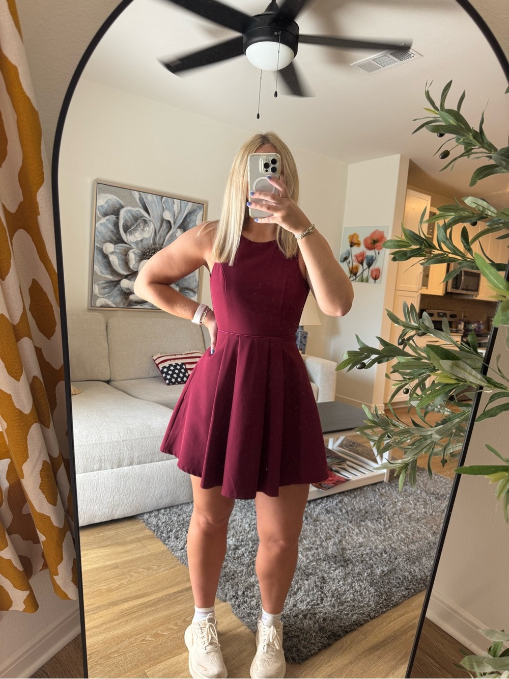 Lulu's Sleeveless Wine Fit-and-Flare Dress